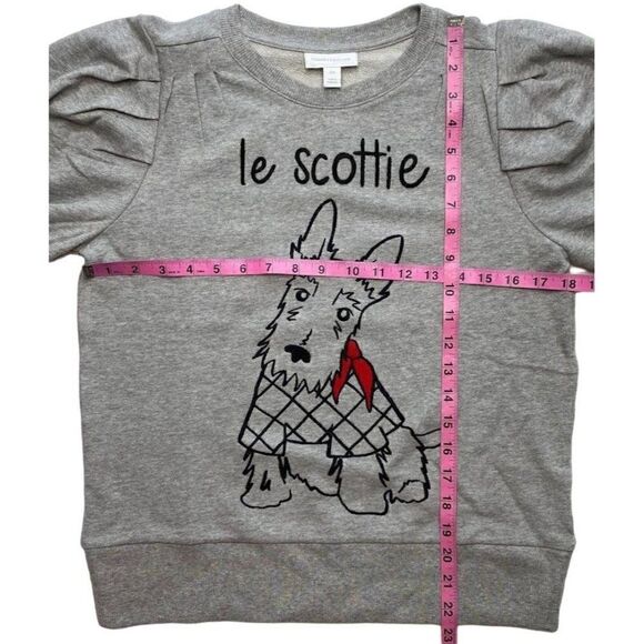 Charter Club Scottie Dog Sweatshirt Top Women's PETITE MEDIUM Gray Black Relaxed - Picture 4 of 10